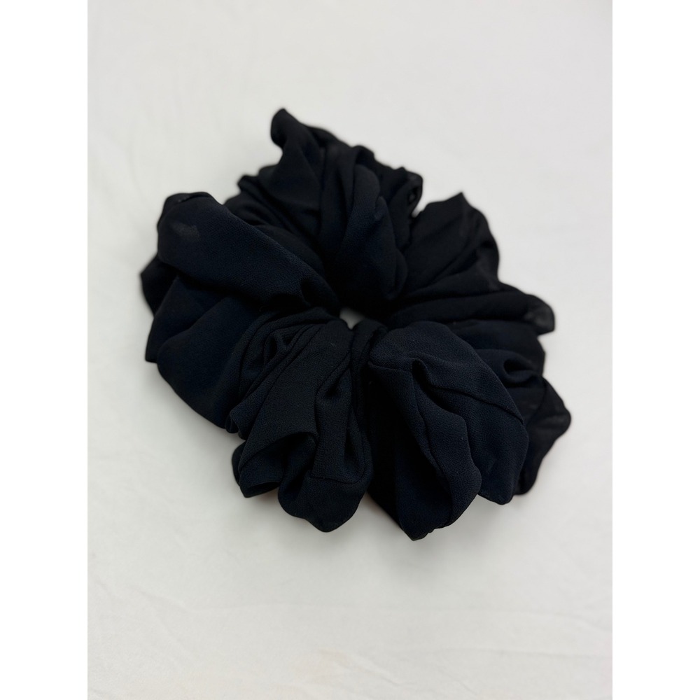 Free People Jumbo Schiffon Scrunchie Black Oversized Hair Tie Accessory - Picture 3 of 8
